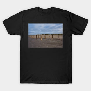 Wooden poles on the beach of Schiermonnikoog, Netherlands T-Shirt